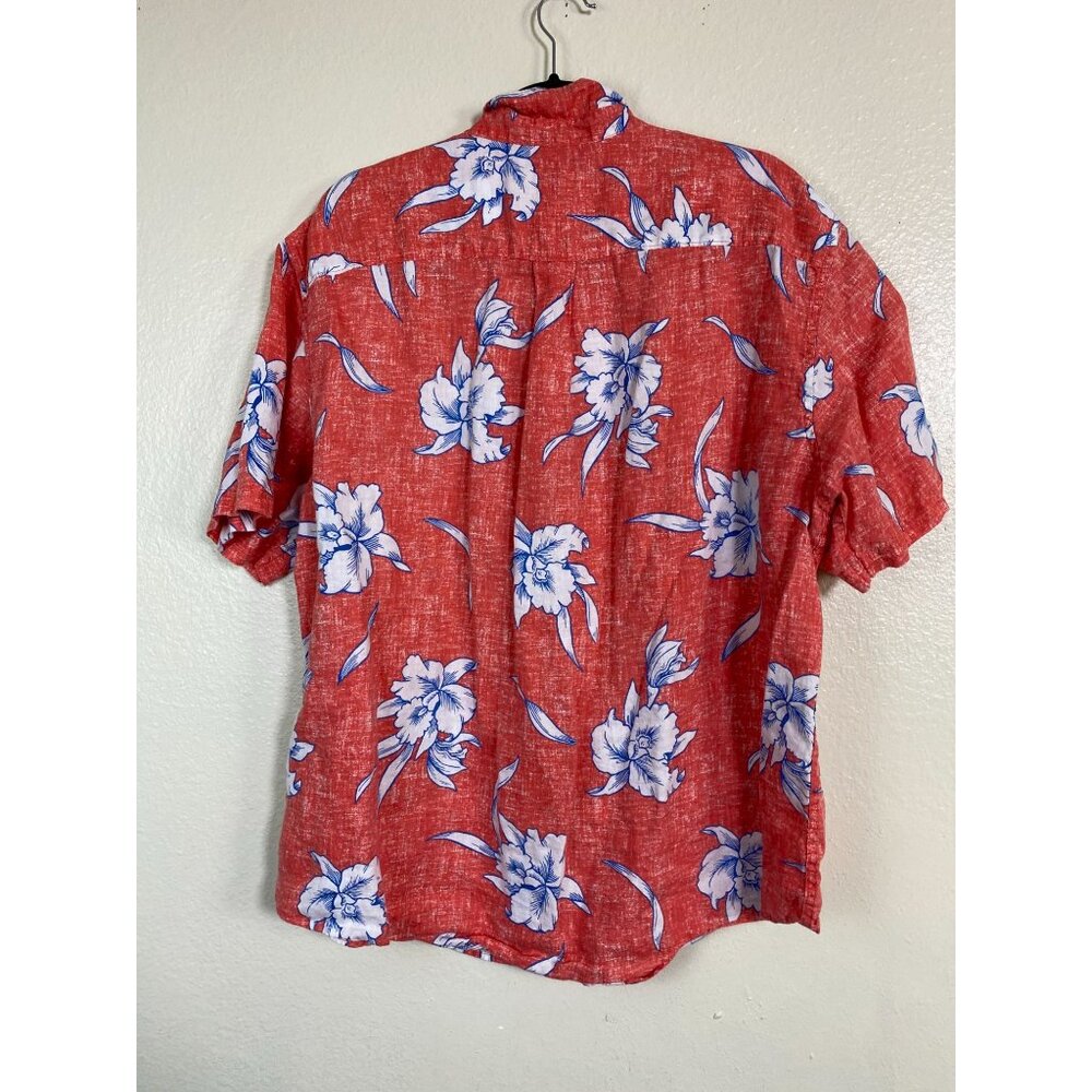 Lands End Linen‎ Hawaiian Shirt Men sz XL Short Sleeve Button Up Traditional Fit - Picture 2 of 14